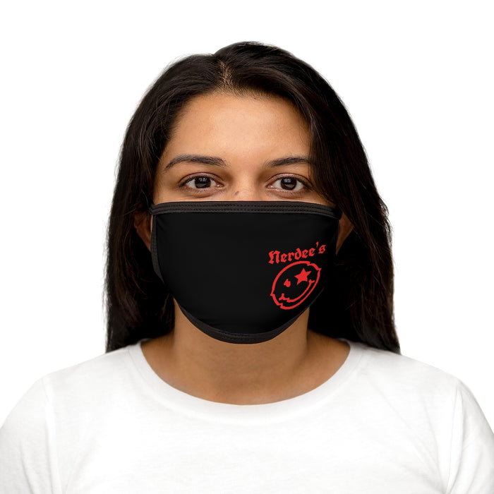 Nerdee's Mr. Smiley Logo (Red) - Mixed-Fabric Face Mask - Black