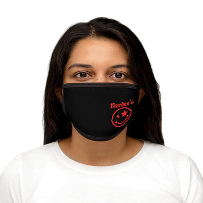 Nerdee's Mr. Smiley Logo (Red) - Mixed-Fabric Face Mask - Black