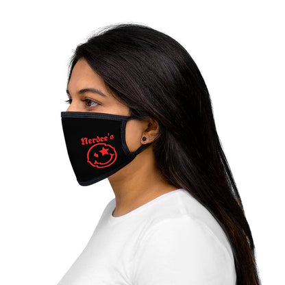 Nerdee's Mr. Smiley Logo (Red) - Mixed-Fabric Face Mask - Black