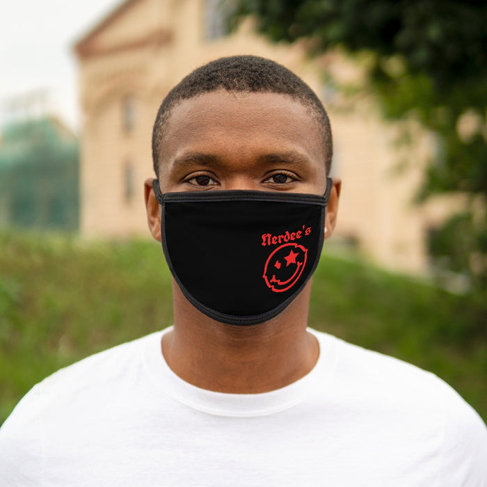 Nerdee's Mr. Smiley Logo (Red) - Mixed-Fabric Face Mask - Black