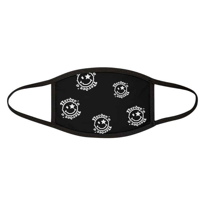 Nerdee's OE "Mr. Smiley" Logo (White Design 02) - Mixed-Fabric Face Mask - Black