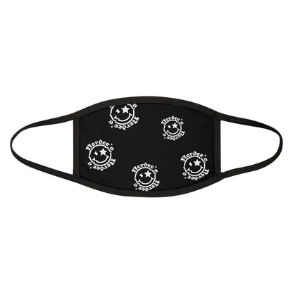Nerdee's OE "Mr. Smiley" Logo (White Design 02) - Mixed-Fabric Face Mask - Black