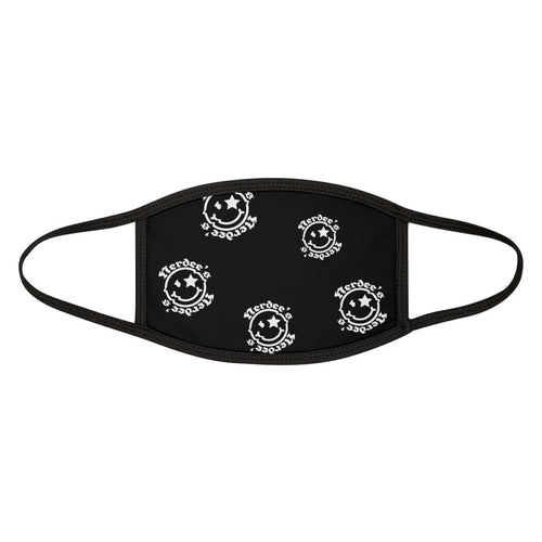 Nerdee's OE "Mr. Smiley" Logo (White Design 02) - Mixed-Fabric Face Mask - Black