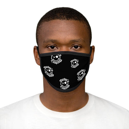 Nerdee's OE "Mr. Smiley" Logo (White Design 02) - Mixed-Fabric Face Mask - Black