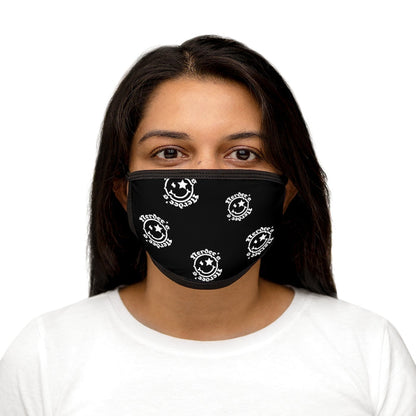 Nerdee's OE "Mr. Smiley" Logo (White Design 02) - Mixed-Fabric Face Mask - Black