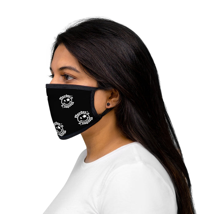 Nerdee's OE "Mr. Smiley" Logo (White Design 02) - Mixed-Fabric Face Mask - Black