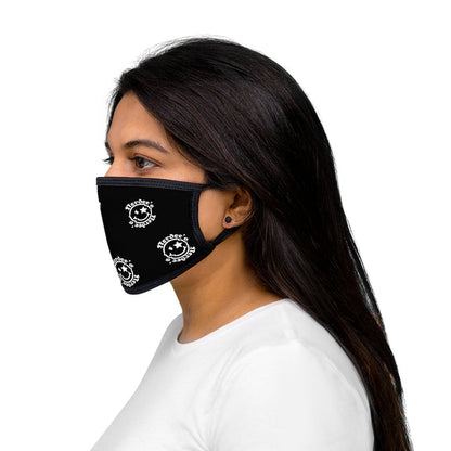 Nerdee's OE "Mr. Smiley" Logo (White Design 02) - Mixed-Fabric Face Mask - Black