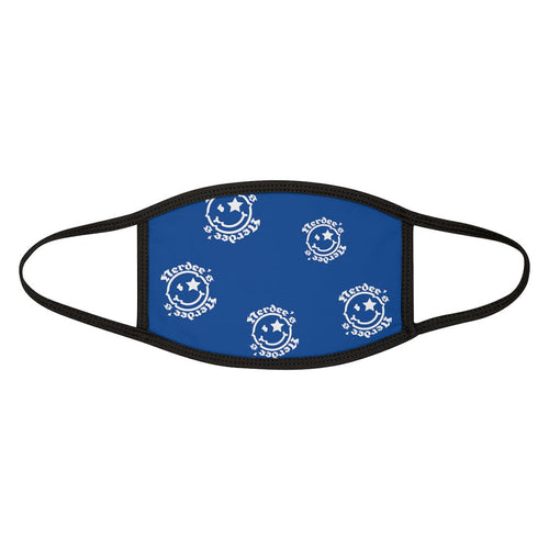 Nerdee's OE "Mr. Smiley" Logo (White Design 02) - Mixed-Fabric Face Mask - Blue