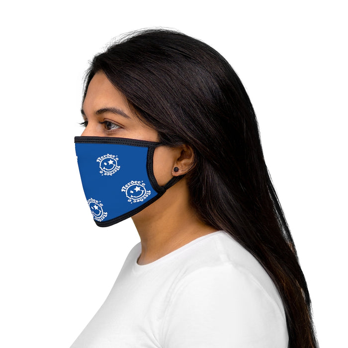 Nerdee's OE "Mr. Smiley" Logo (White Design 02) - Mixed-Fabric Face Mask - Blue