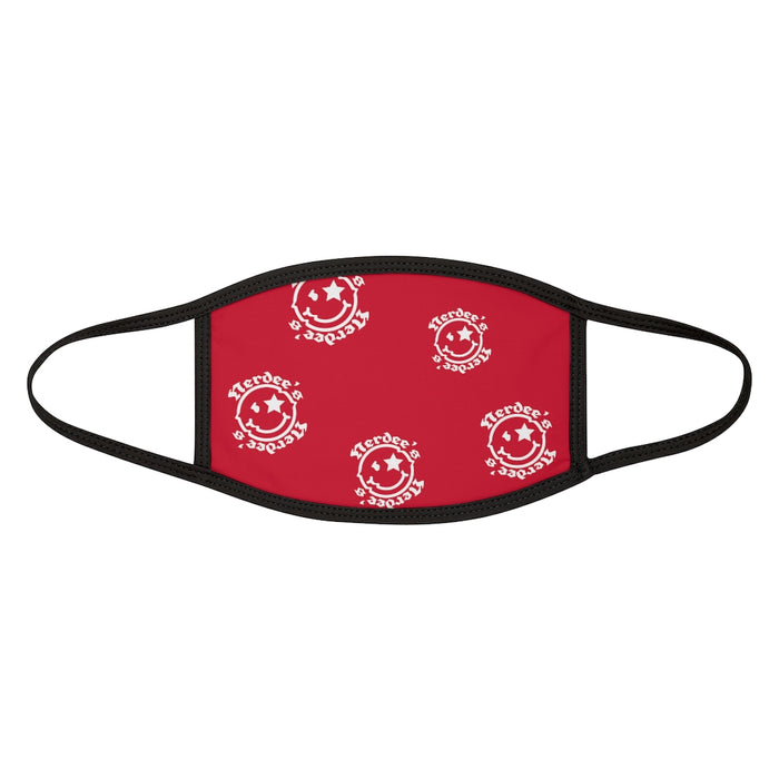 Nerdee's OE "Mr. Smiley" Logo (White Design 02) - Mixed-Fabric Face Mask - Dark Red
