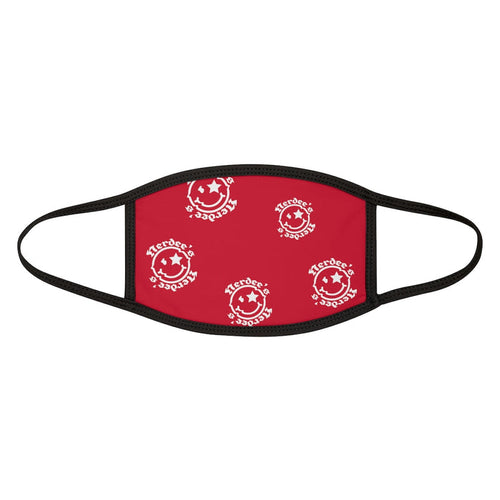 Nerdee's OE "Mr. Smiley" Logo (White Design 02) - Mixed-Fabric Face Mask - Dark Red