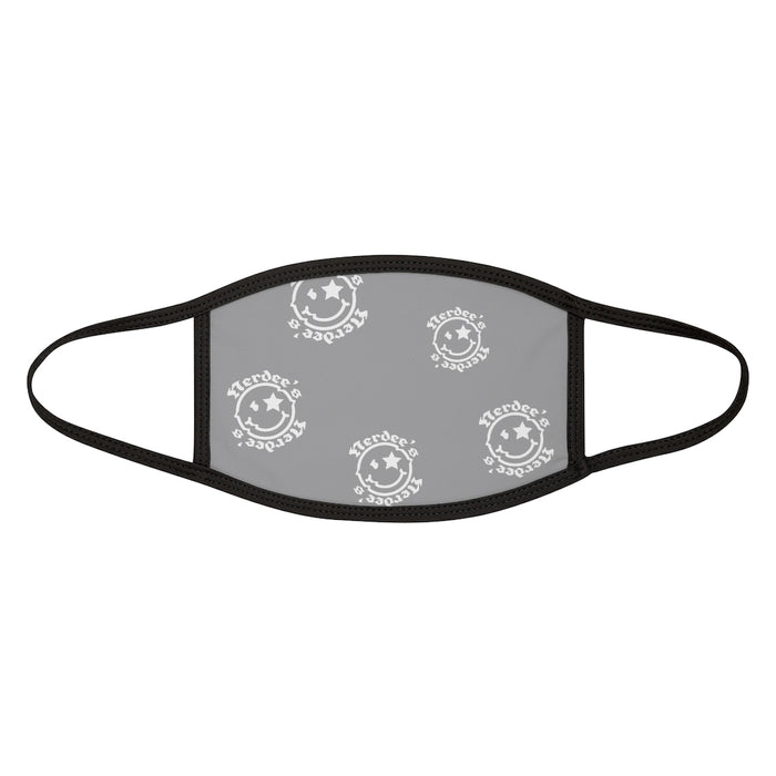 Nerdee's OE "Mr. Smiley" Logo (White Design 02) - Mixed-Fabric Face Mask - Gray
