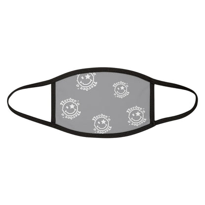 Nerdee's OE "Mr. Smiley" Logo (White Design 02) - Mixed-Fabric Face Mask - Gray
