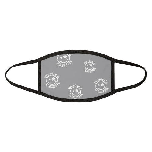 Nerdee's OE "Mr. Smiley" Logo (White Design 02) - Mixed-Fabric Face Mask - Gray