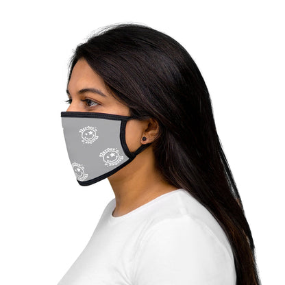 Nerdee's OE "Mr. Smiley" Logo (White Design 02) - Mixed-Fabric Face Mask - Gray