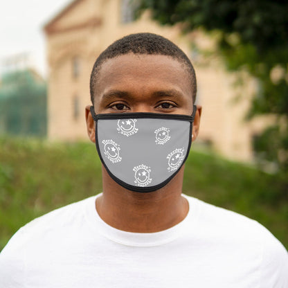 Nerdee's OE "Mr. Smiley" Logo (White Design 02) - Mixed-Fabric Face Mask - Gray