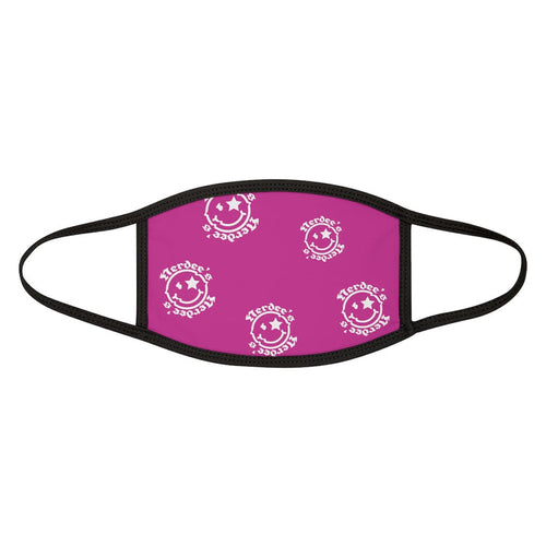 Nerdee's OE "Mr. Smiley" Logo (White Design 02) - Mixed-Fabric Face Mask - Hot Pink