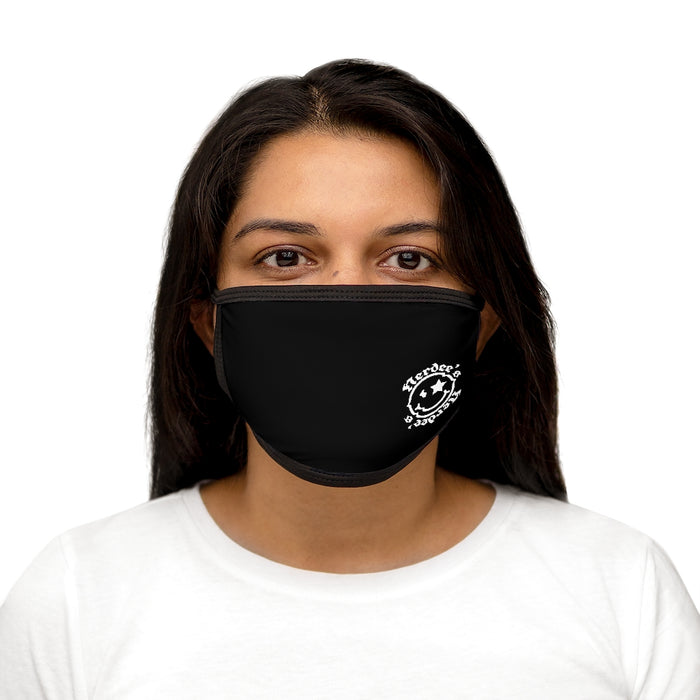 Nerdee's OE " Mr. Smiley" Logo (WHT Design 01) - Mixed-Fabric Face Mask - Black