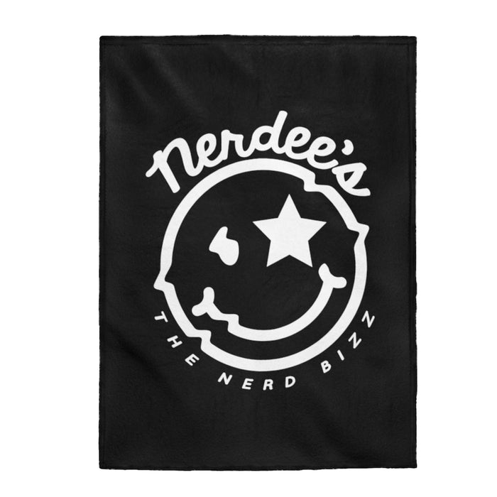 Nerdee's Official Logo - Velveteen Plush Blanket - Black