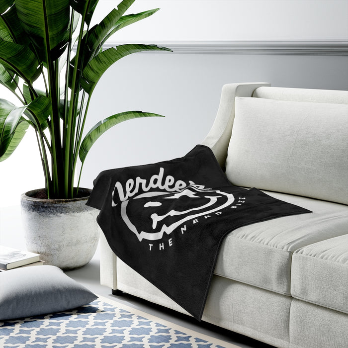 Nerdee's Official Logo - Velveteen Plush Blanket - Black
