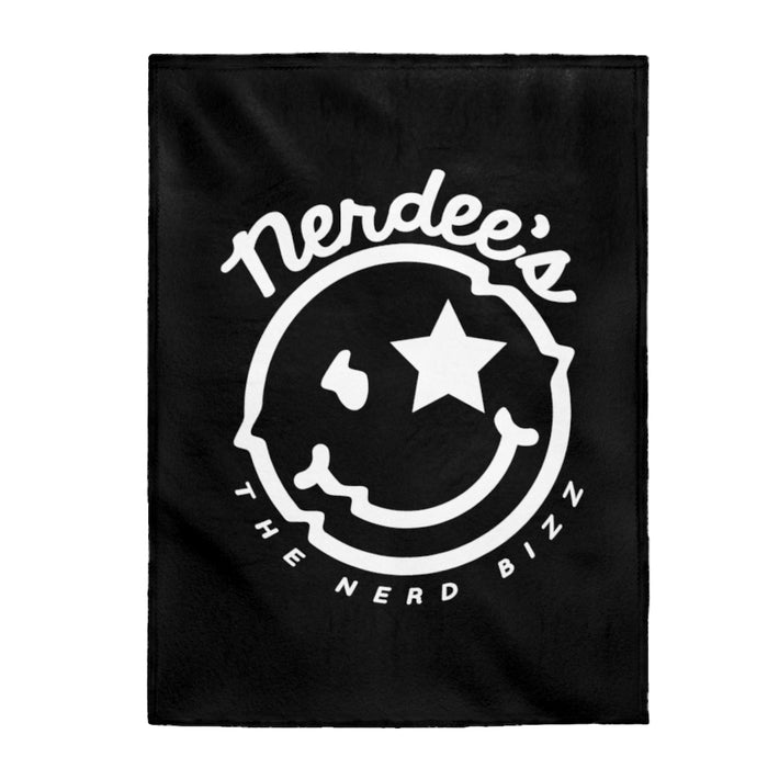 Nerdee's Official Logo - Velveteen Plush Blanket - Black