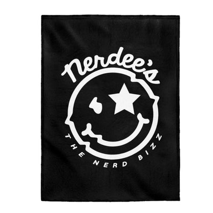 Nerdee's Official Logo - Velveteen Plush Blanket - Black