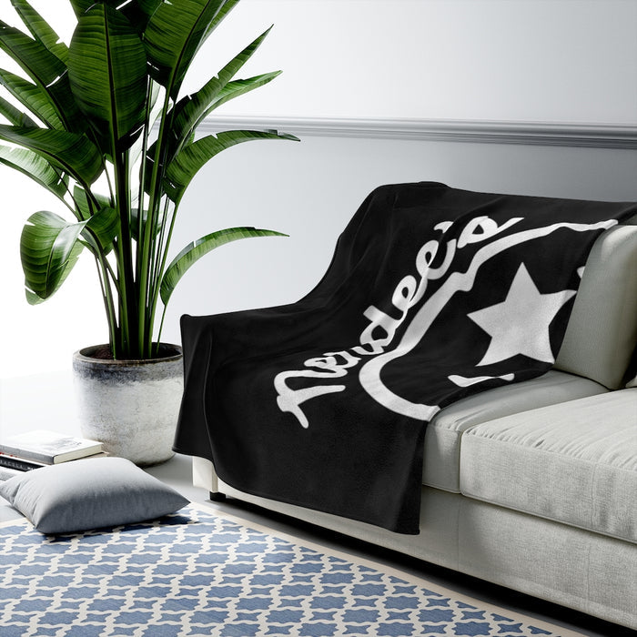 Nerdee's Official Logo - Velveteen Plush Blanket - Black