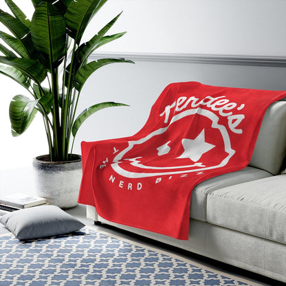Nerdee's Official Logo - Velveteen Plush Blanket - Red