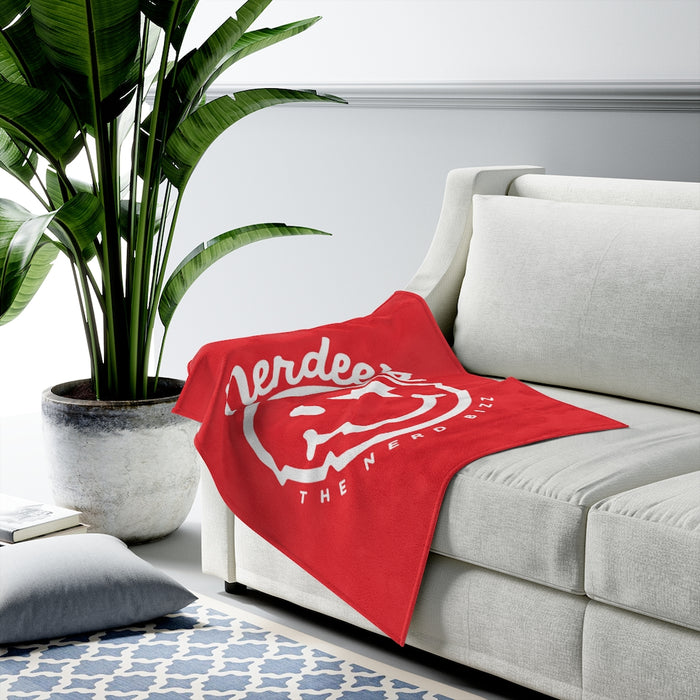 Nerdee's Official Logo - Velveteen Plush Blanket - Red