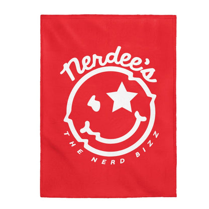 Nerdee's Official Logo - Velveteen Plush Blanket - Red