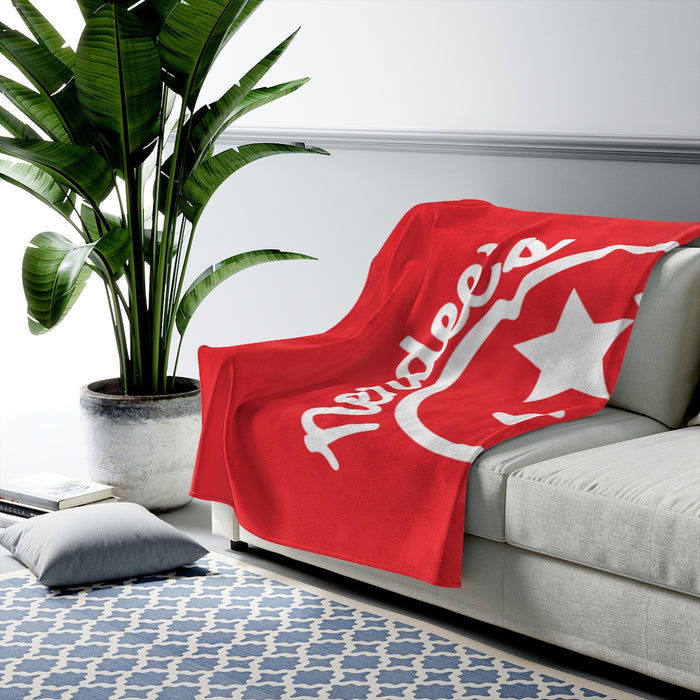 Nerdee's Official Logo - Velveteen Plush Blanket - Red