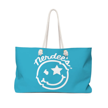Nerdee's Official Logo  - Weekender Bag - Aqua/White