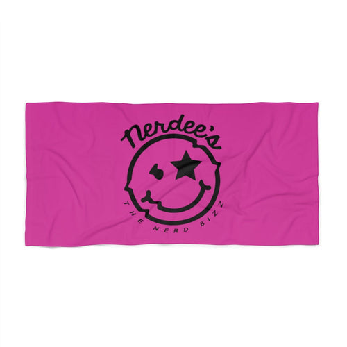 Nerdee's Official Logo Beach Towel - BLK/Hot Pink
