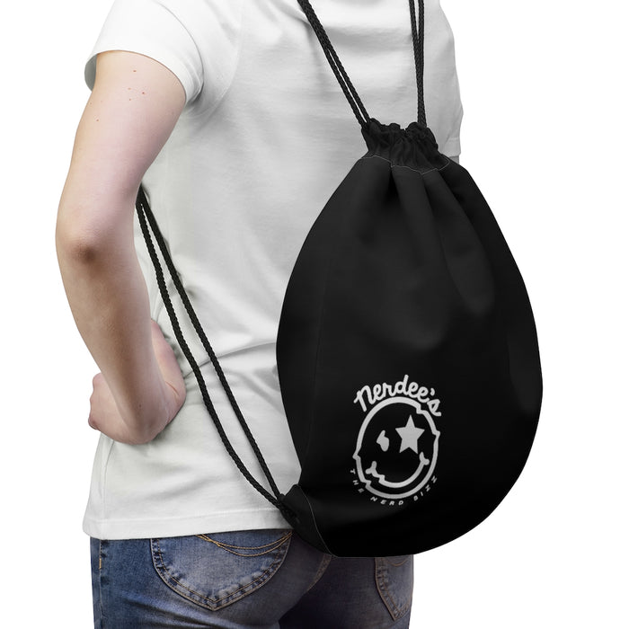 Nerdee's Official Logo (Design 01) - Drawstring Bag - Black