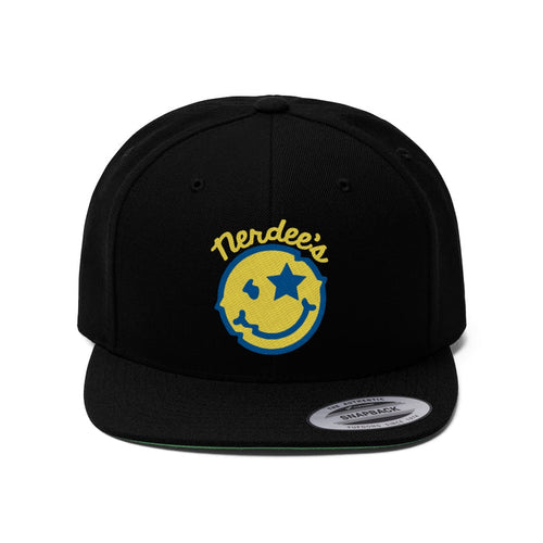Nerdee's Official logo (GOLD/BLU) - Unisex Flat Bill Hat