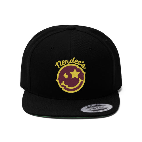 Nerdee's Official logo (GOLD/WINE) - Unisex Flat Bill Hat