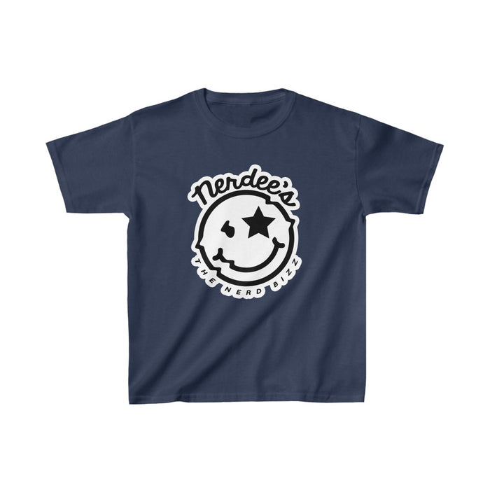 Nerdee's Official Logo "Mr. Smiley" (WHT Design 01) - Kids Heavy Cotton Tee