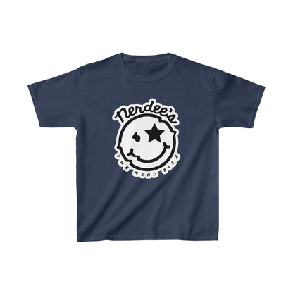 Nerdee's Official Logo "Mr. Smiley" (WHT Design 01) - Kids Heavy Cotton Tee