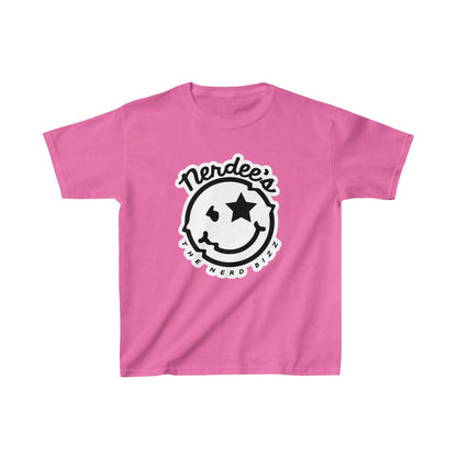 Nerdee's Official Logo "Mr. Smiley" (WHT Design 01) - Kids Heavy Cotton Tee