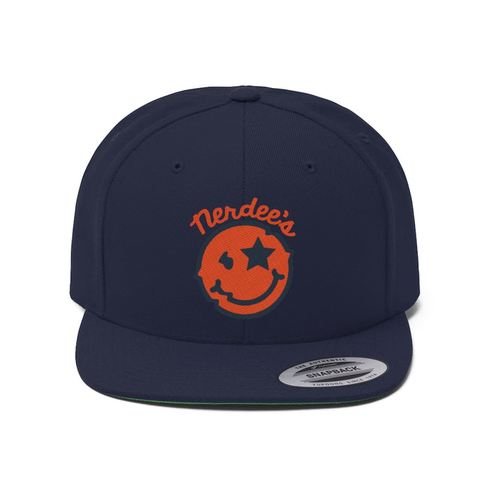 Nerdee's Official logo (ORG/NAVY) - Unisex Flat Bill Hat