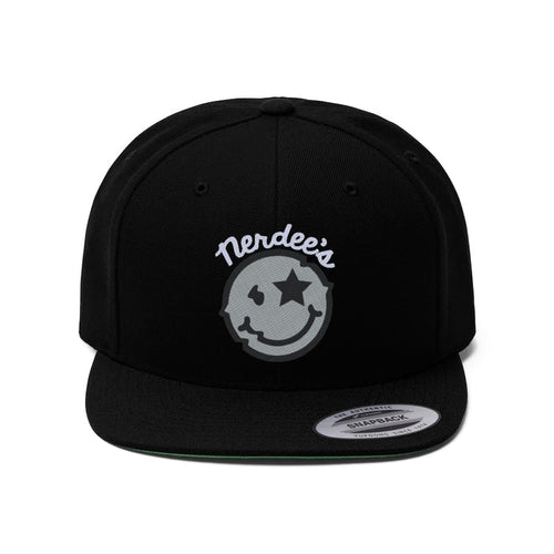 Nerdee's Official logo (WHT/BLK/SILVER) - Unisex Flat Bill Hat