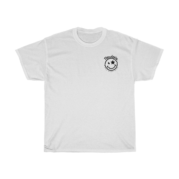 Nerdee's Official "Mr. Smiley" Logo (Design 01 Front & Back) - Unisex Heavy Cotton Tee