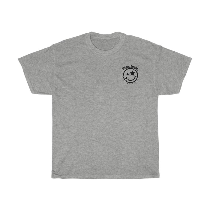 Nerdee's Official "Mr. Smiley" Logo (Design 01 Front & Back) - Unisex Heavy Cotton Tee