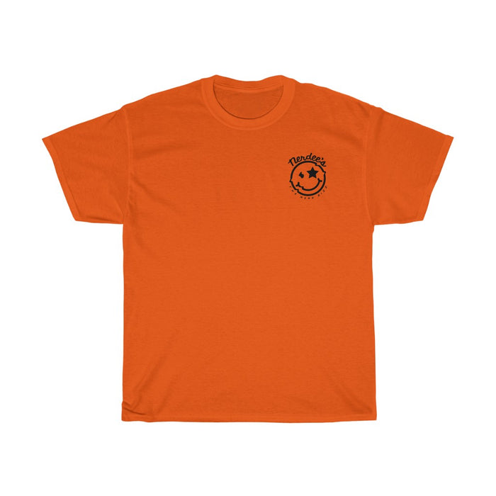 Nerdee's Official "Mr. Smiley" Logo (Design 01 Front & Back) - Unisex Heavy Cotton Tee