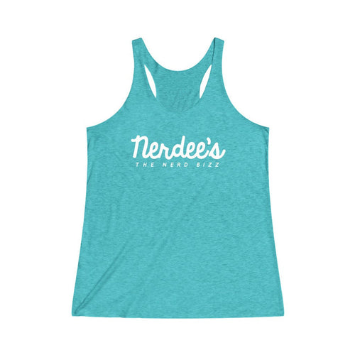 Nerdee's Official Script Logo (WHT) - Women's Tri-Blend Racerback Tank