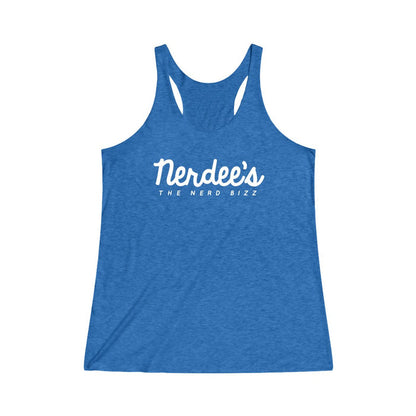 Nerdee's Official Script Logo (WHT) - Women's Tri-Blend Racerback Tank