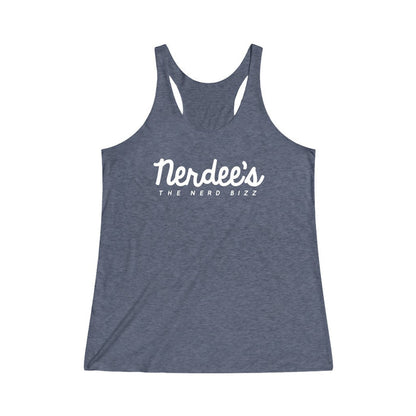 Nerdee's Official Script Logo (WHT) - Women's Tri-Blend Racerback Tank
