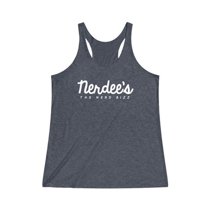Nerdee's Official Script Logo (WHT) - Women's Tri-Blend Racerback Tank