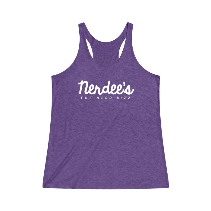 Nerdee's Official Script Logo (WHT) - Women's Tri-Blend Racerback Tank