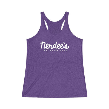 Nerdee's Official Script Logo (WHT) - Women's Tri-Blend Racerback Tank